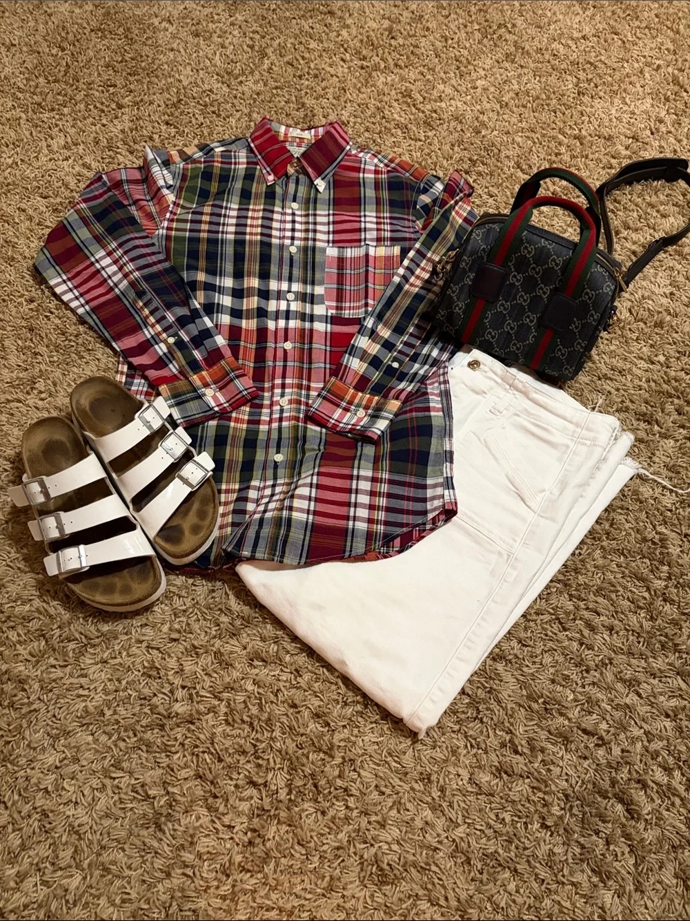 J Crew Plaid Button-Down Shirt in Red/Green/Blue - Men Size S